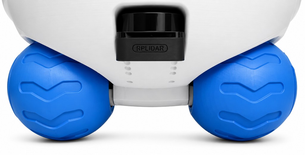 Close-up of Bloo's wheels and lidar