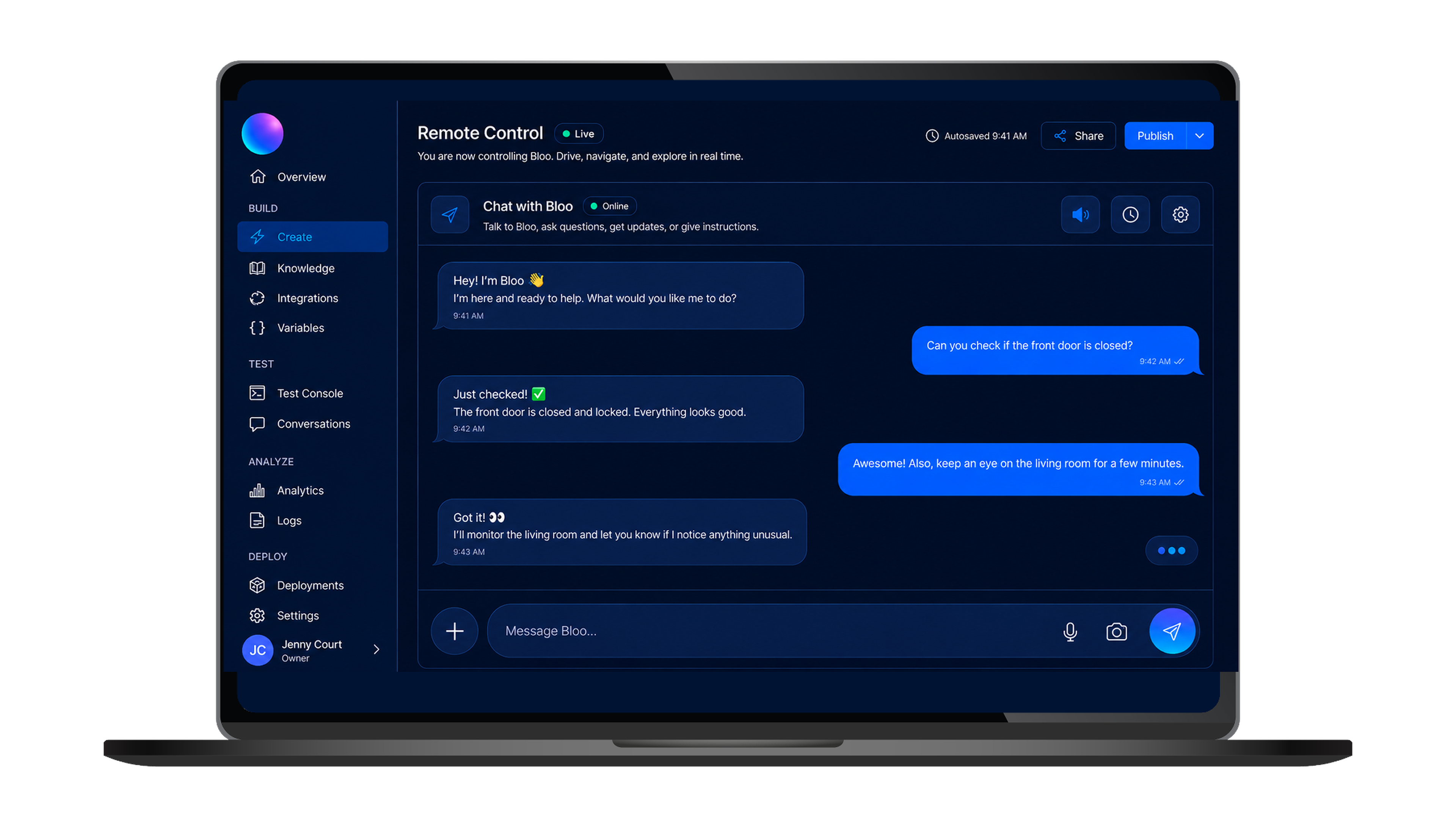 Chat with Bloo on a laptop